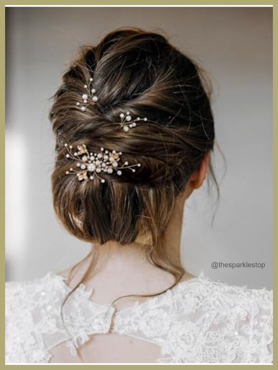 7-Piece Pearl Rhinestone Bridal Hair Comb & Pins Set main image 5